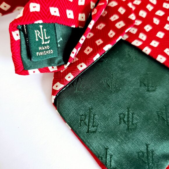 Lauren Ralph Lauren‎ Mens Red Silk Tie~T177.3 - Picture 4 of 5